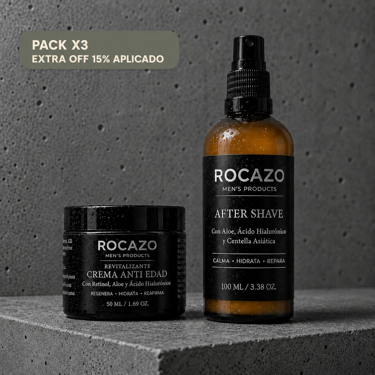ROCAZO PACK x3 Rutina Facial Masculina Completa (After Shave + Anti Age) 3 MESES