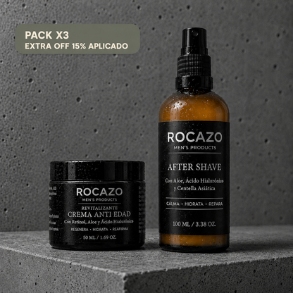 ROCAZO PACK x3 Rutina Facial Masculina Completa (After Shave + Anti Age) 3 MESES